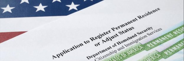 Close-up of Form I-485, Application to Register Permanent Residence or Adjust Status.