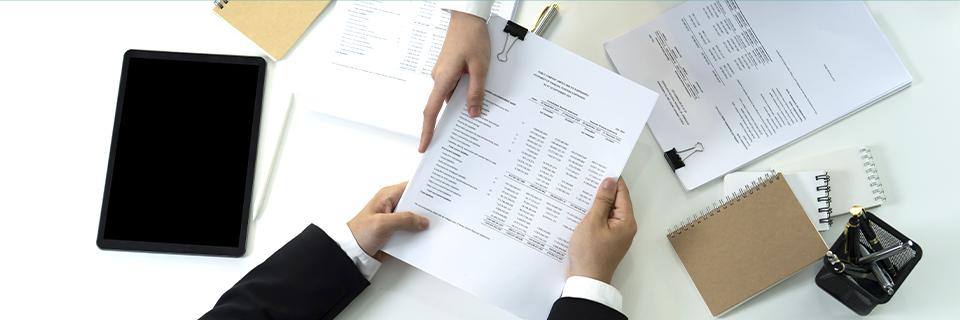 The hands of an alien investor examining business documents.