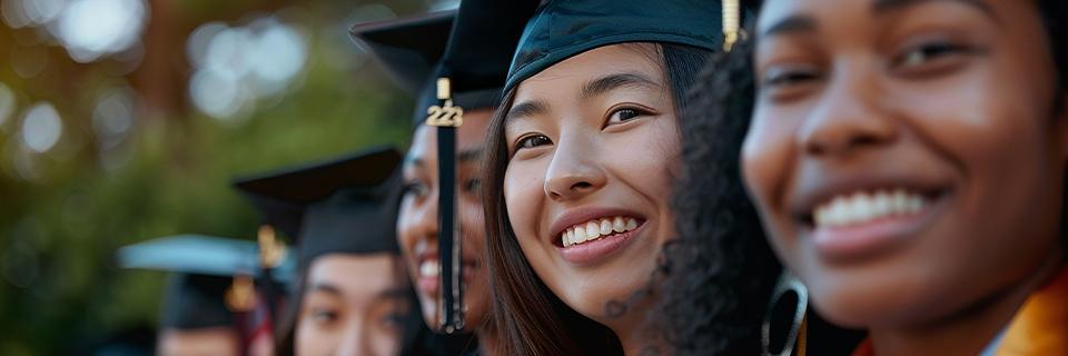 A group of foreign students graduating in America.