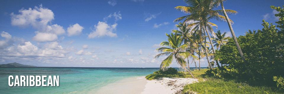 A scenic view of a Caribbean beach.