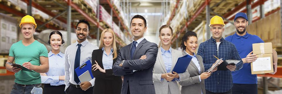 Diverse group of professionals symbolizing employment opportunities for EB5 investors and family members in the U.S.