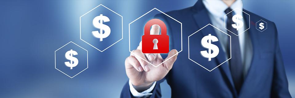 Digital security lock icon surrounded by dollar symbols, illustrating safeguarding EB5 investment capital through structured protections.